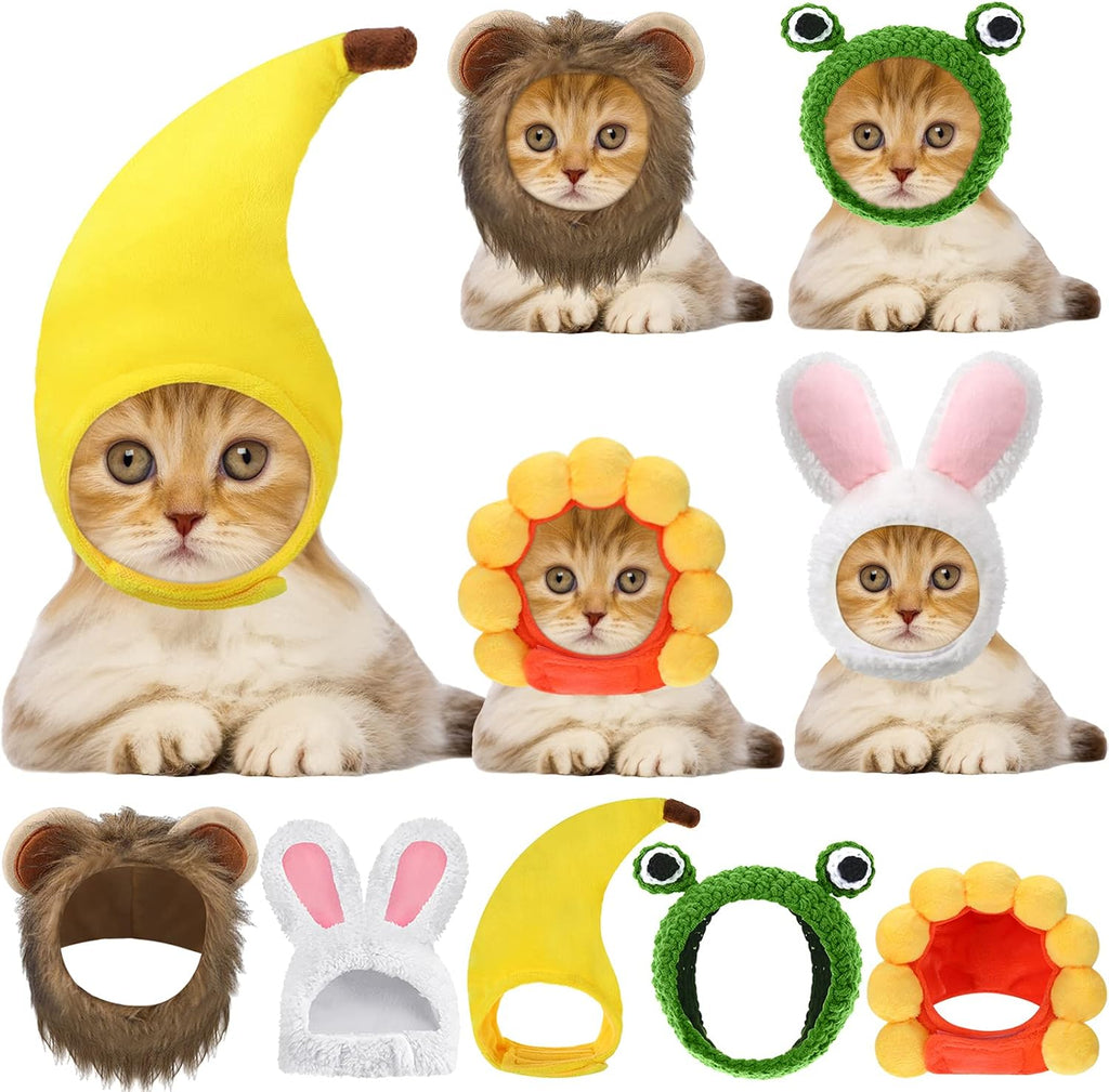 5 Pcs Cute Cat Costume Hats Cat Costume Halloween Bunny with Ears | Funny Mane Hat for Pets and Small Dogs Kitten