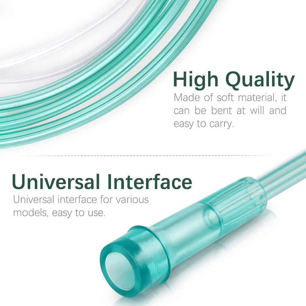 Oxygen Nasal Cannula for Adult - 7 ft Soft Tubing, 5 Pack, Green