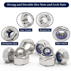 360Pcs Metric Hex Nut & Lock Nuts Assortment Kit (M3-M12) Hardware Nut