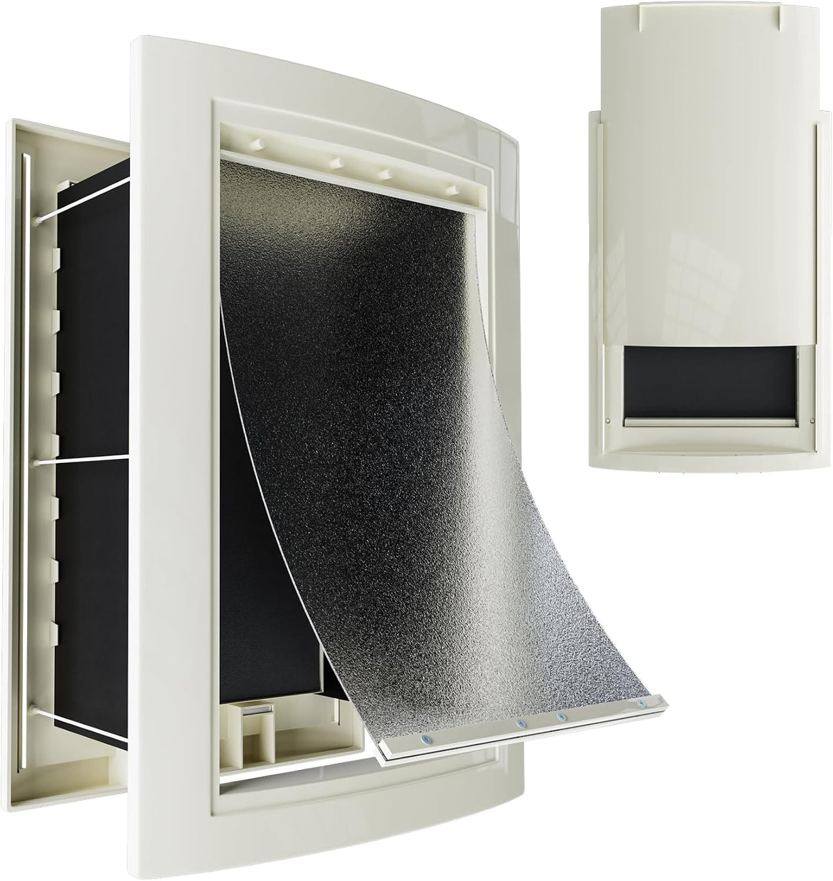 Dog Door for Wall, Pet Door, Doggie Door with Telescoping Tunnel, Double Magnetic Flaps and Sliding Lock Panels