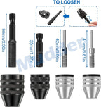 Mudder 4 Pcs Keyless Drill Chuck for Impact Driver, 1/4, 1/8, 1/16 Inch