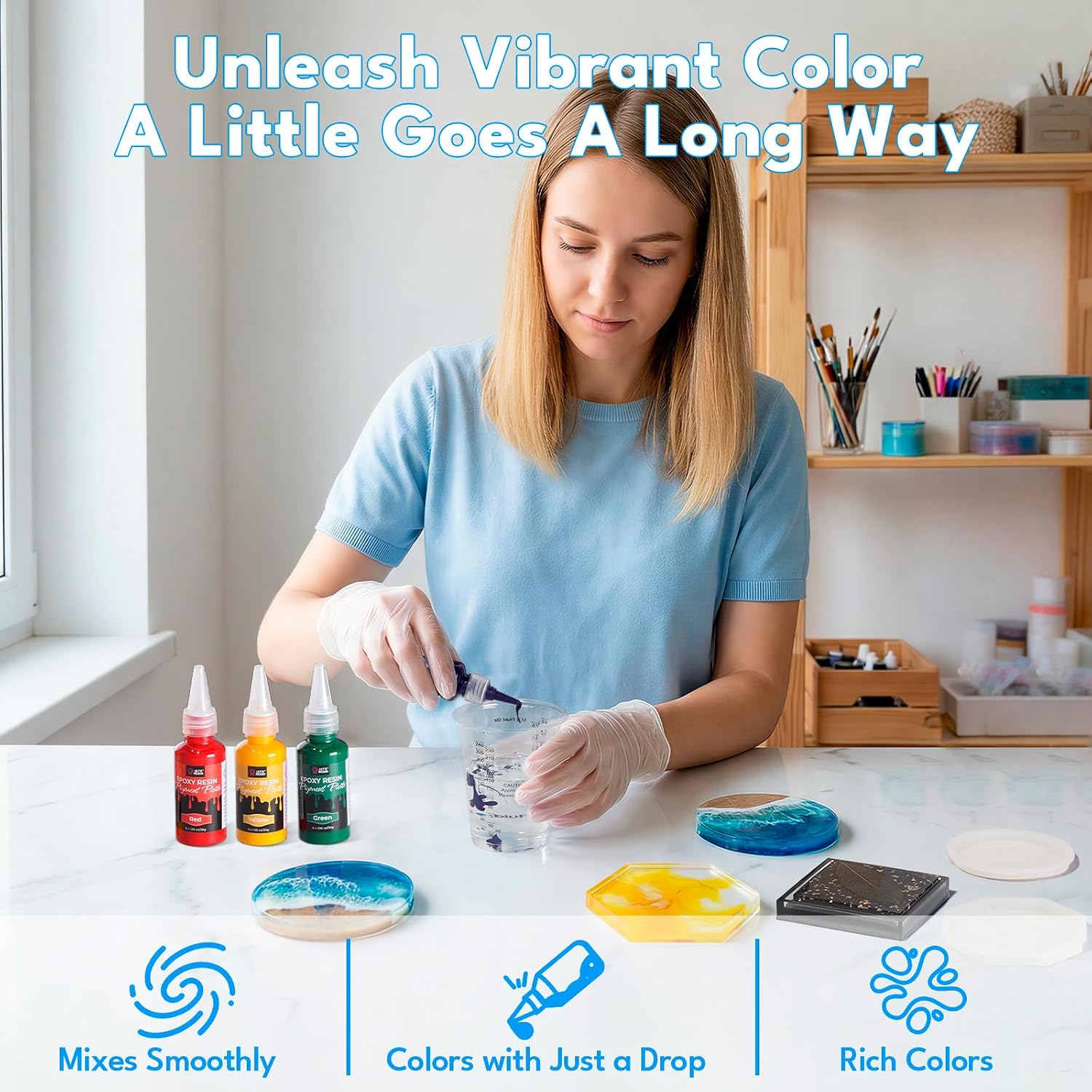8-Color Resin Pigment Paste, 8 * 1.06oz Concentrated Color | Epoxy Resin Color Pigment for Translucent to Opaque