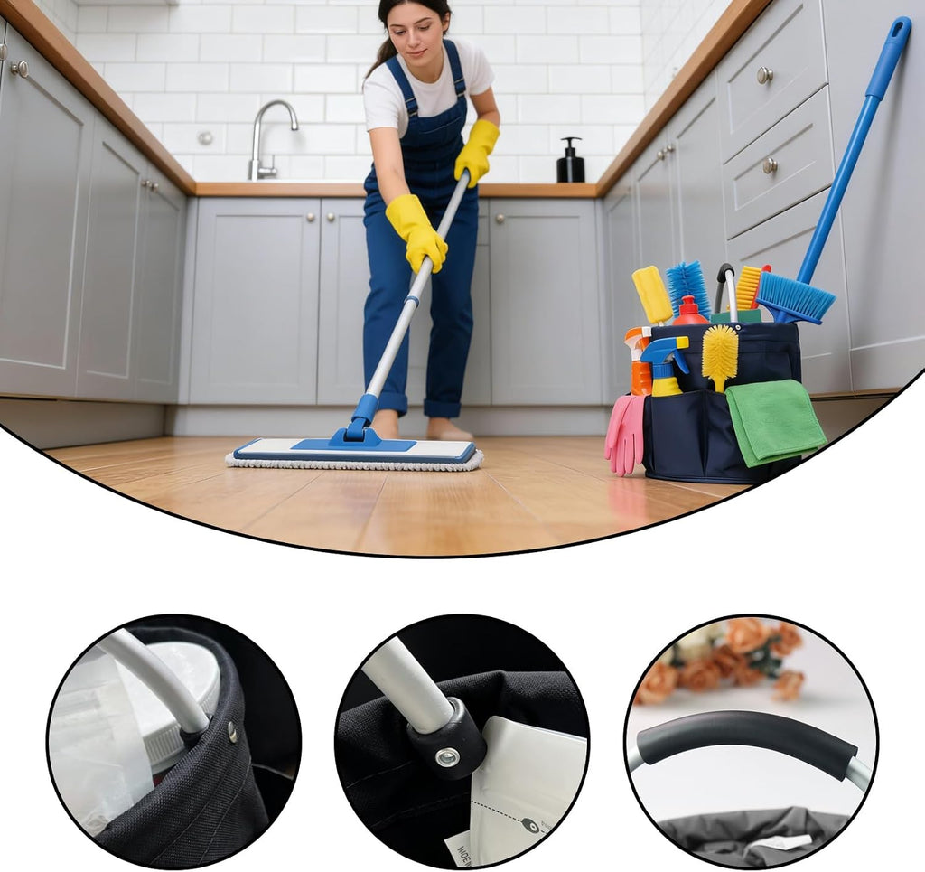 Tool Bucket Organizer 2-Pack, 17L Foldable Cleaner Caddy with 6 Pockets，Handle for Garden、Family and Bathroom, Can
