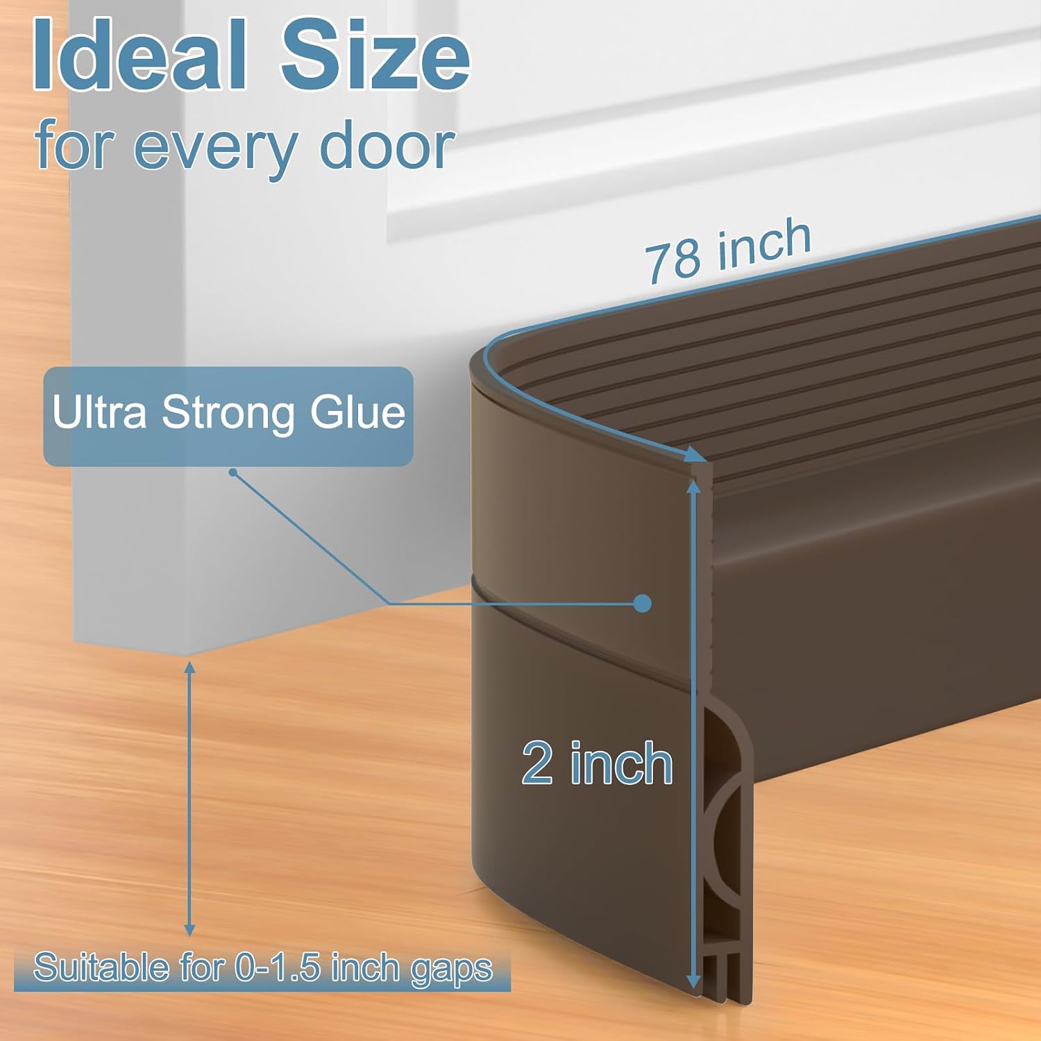 Door Draft Stopper, Door Sweep, Weather Stripping Seal 39Inch Brown | Silicone Draft Stopper for Bottom of Door