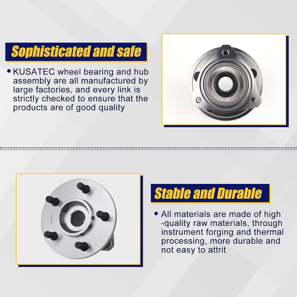 KUSATEC 513084 Front Wheel Bearing Hub Assembly Fit for Jeep Cherokee 89-99/Comanche 90-92/Grand Wagoneer 93/Grand Cherokee 93-98/Wagoneer 90-99/TJ 97-99, Wheel Hubs 5 Lugs Without ABS