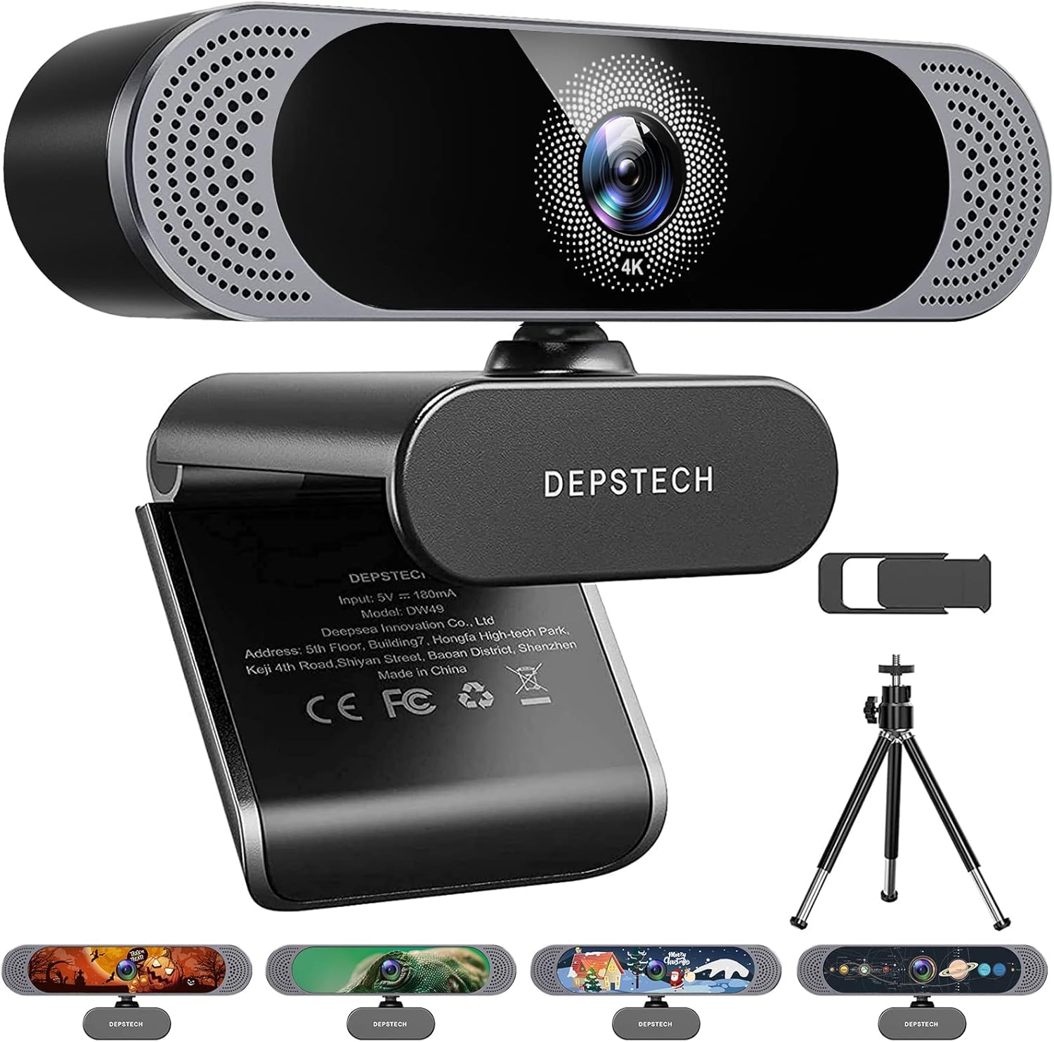 4K Webcam, DW49 HD 8MP Equipped with Sony Sensor Autofocus Webcam with Microphone, Privacy Cover, Plug Play USB