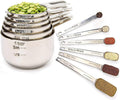 Measuring Cups & Spoons Set of 12, 18/08 Stainless Steel Kitchen Gadgets, Stackable Design with Long Handle Spoons