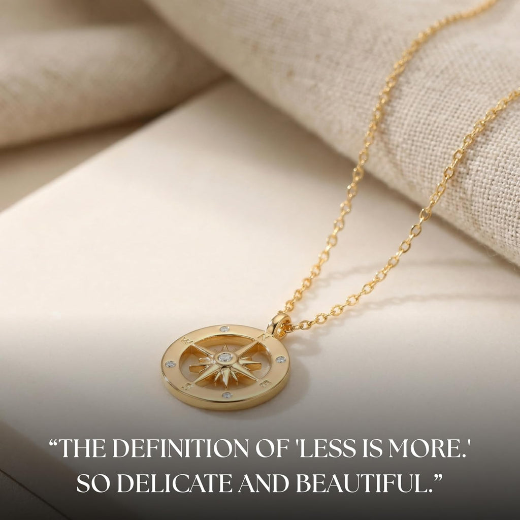 Dainty Necklace - Silver, Gold Plated 18" Choker for Women with Dainty Small Round Faux Diamond Necklace Pendant