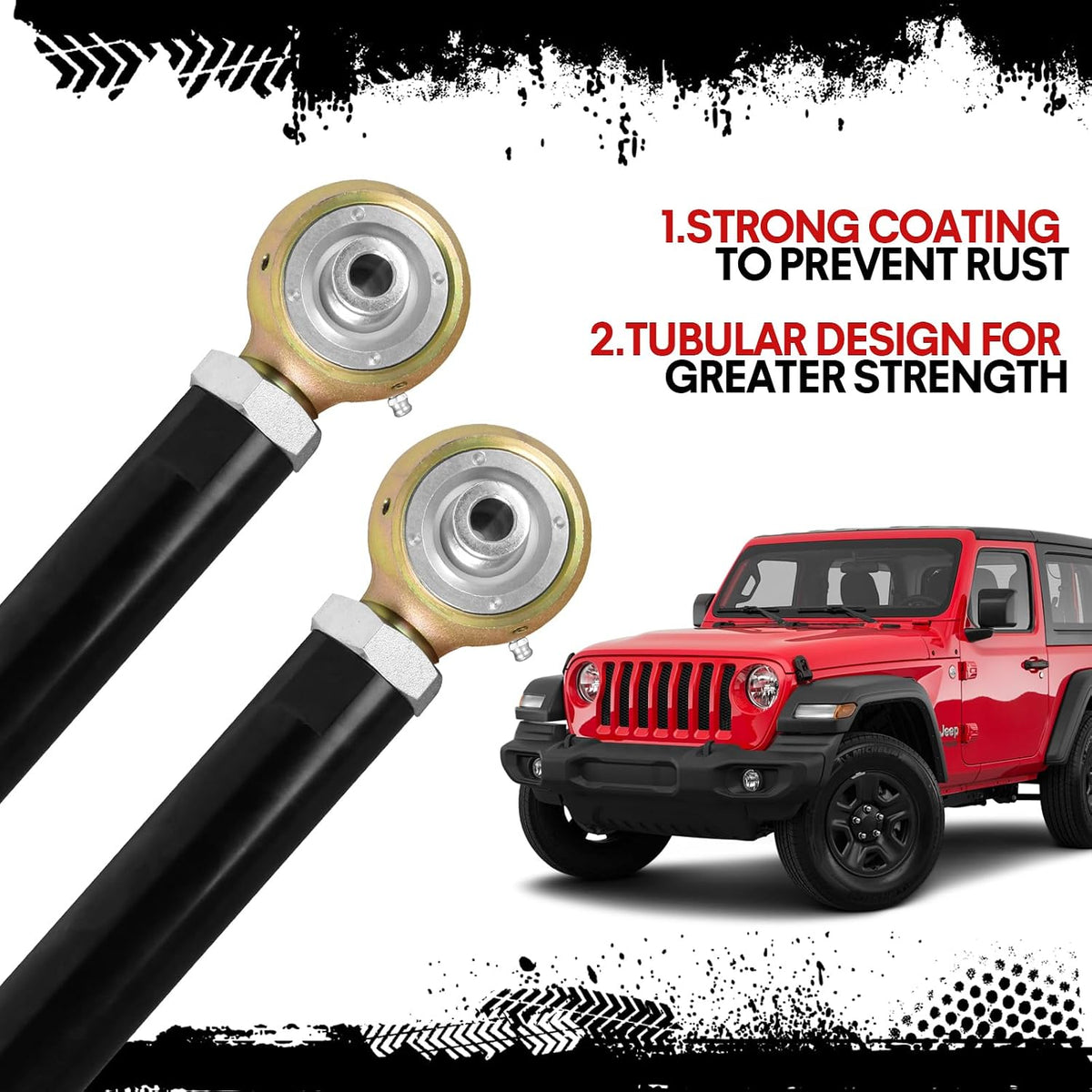 Suspension Front Lower Control Arms for 2007-2018 Jeep Wrangler JK/JKU 0-6" Lift Adjustable Control Arm Kit 2pcs