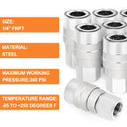 GASHER 12PCS 1/4-Inch Female Industrial Coupler,1/4 Basic Flow Quick Connect Air Coupler