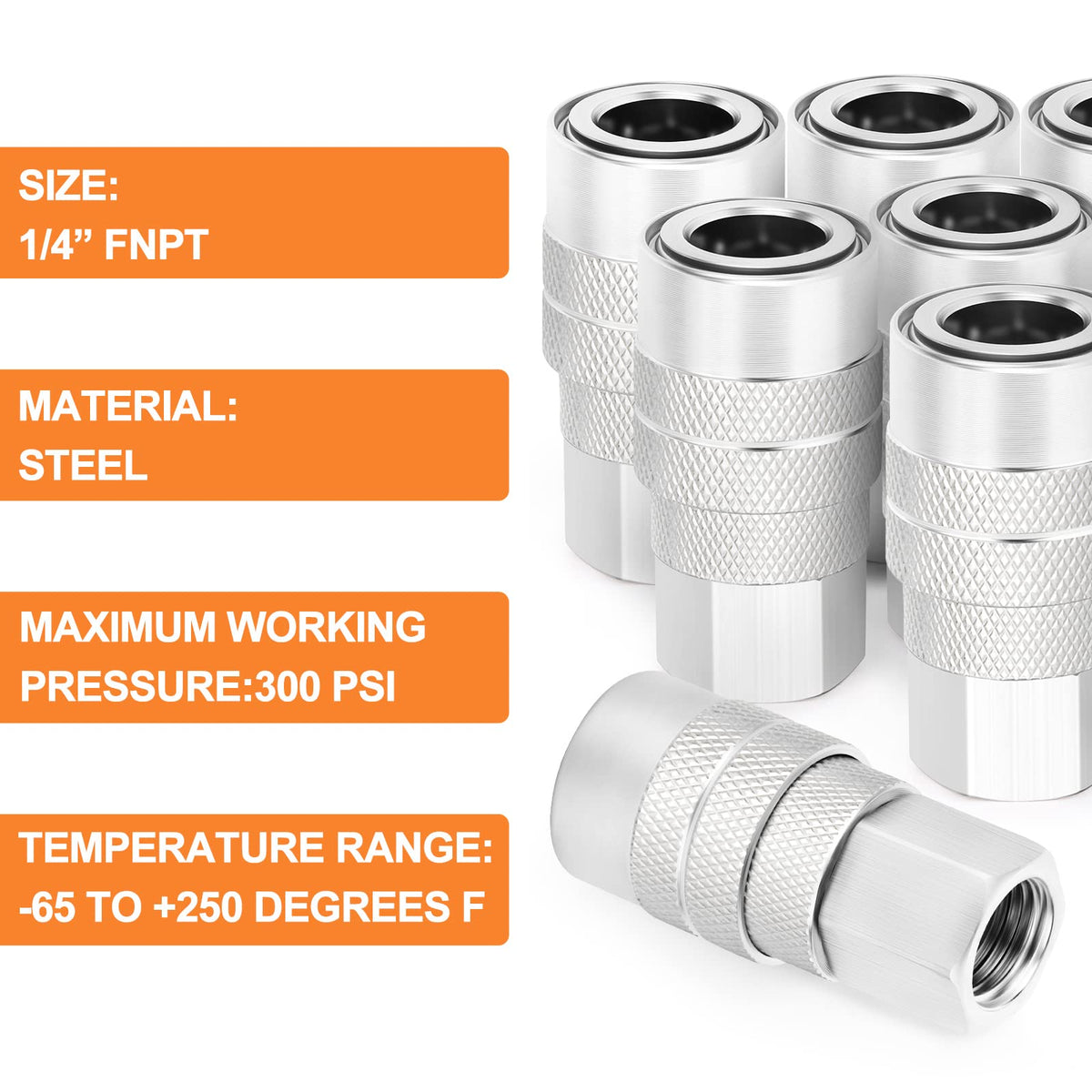 GASHER 12PCS 1/4-Inch Female Industrial Coupler,1/4 Basic Flow Quick Connect Air Coupler