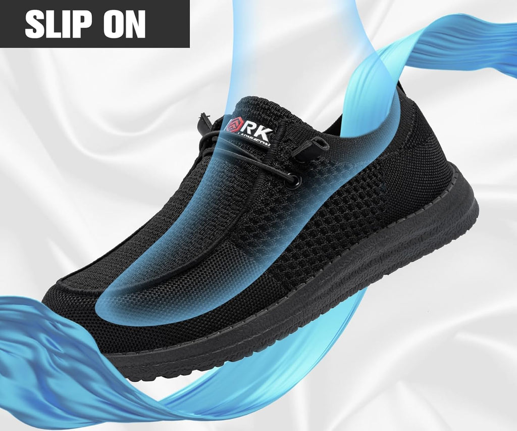 Slip On Steel Toe Shoes Men Loafers Work Safety Tennis Sneakers | Lightweight, Comfortable, Walking, Wide, Hands