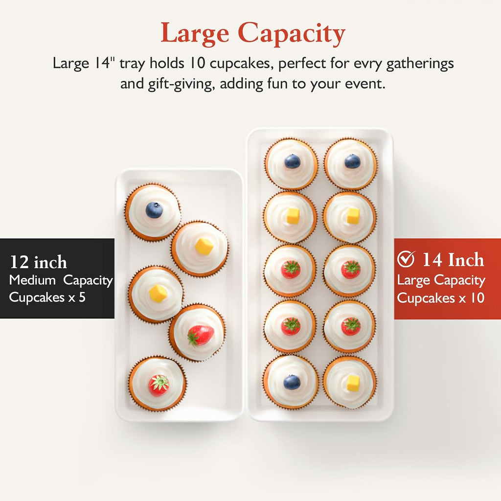 3-Tier Melamine Serving Tray Set, 14 x 7 in, Gold Stand