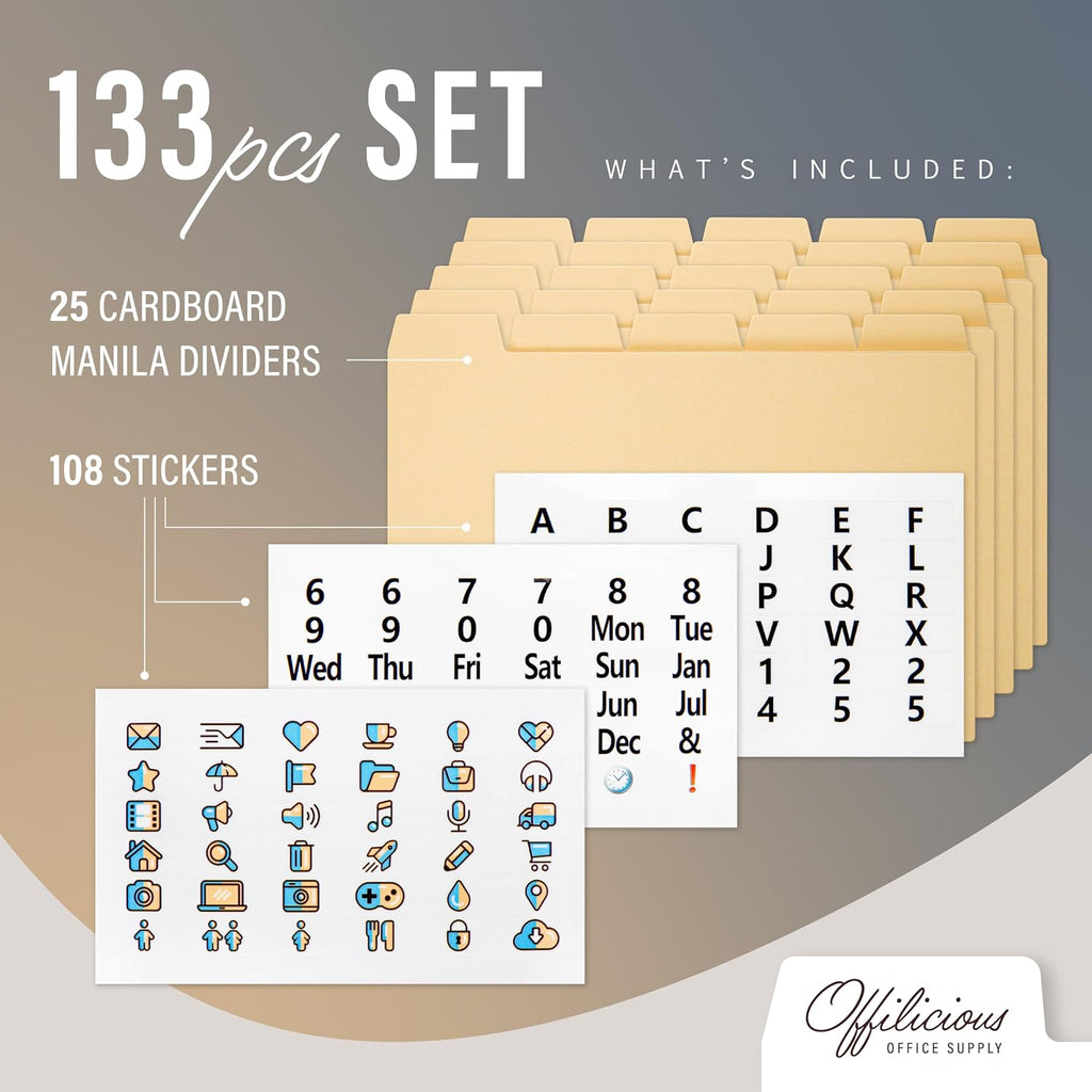 4x6 Index Card Dividers with Tabs, Recipe Card Box Organizer Dividers 4 x 6 | 25 Heavyweight 4x6 Dividers With Tabs