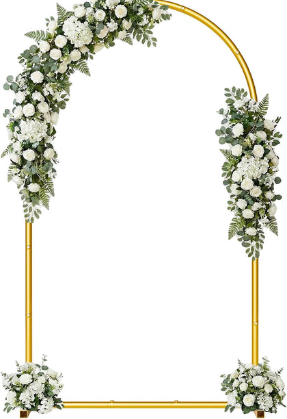 7.2FT Metal Wedding Arch Backdrop Stand,Stable Balloon Arch Frame,Gold
