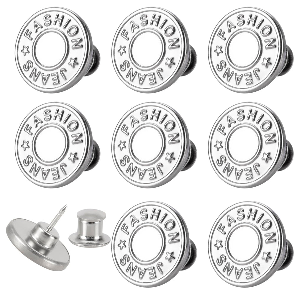 [Upgraded] 8 Sets Jean Buttons pins No Sew Instant 17mm Replacement Button Adjustable Pants Buttons Kit