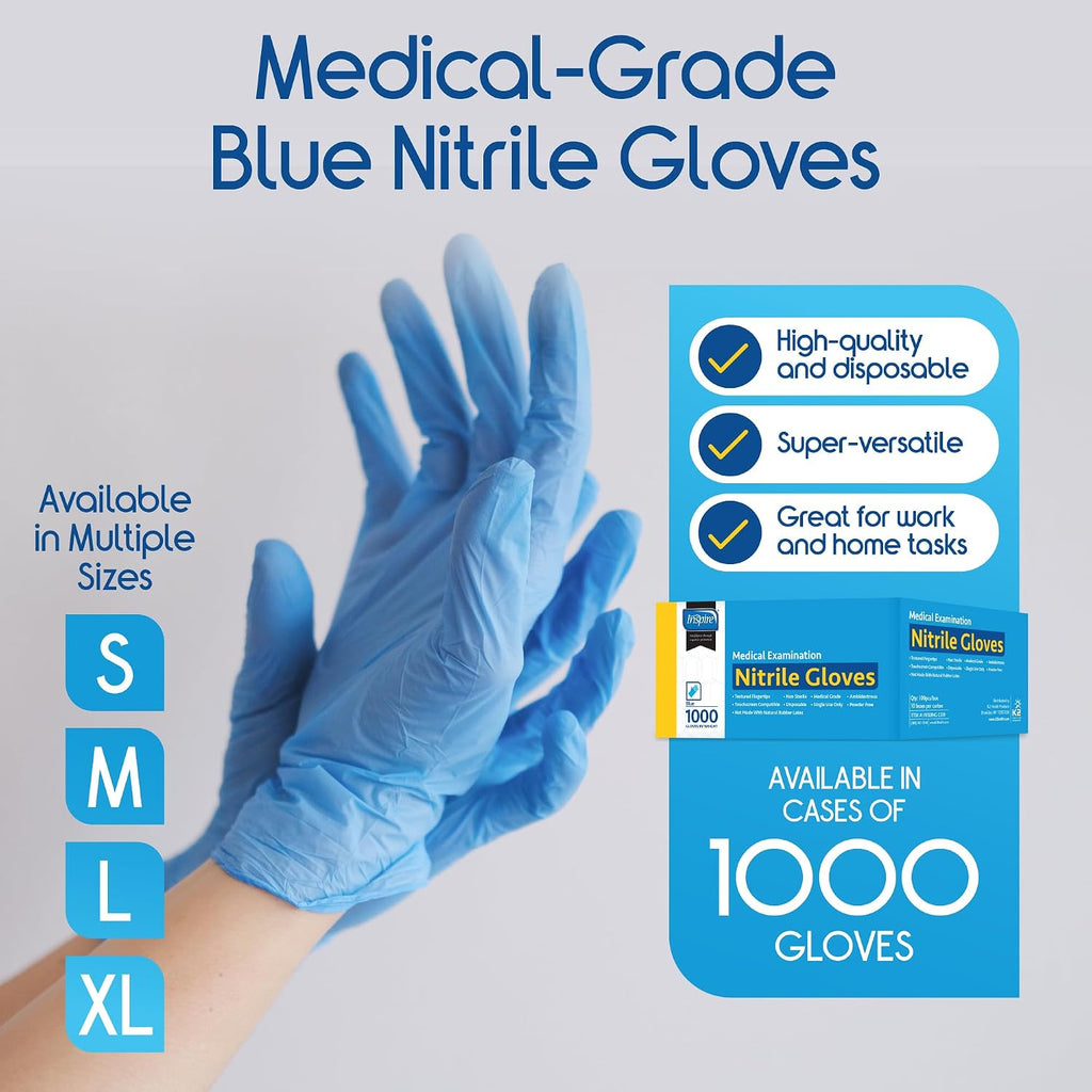 Nitrile Exam Gloves | The Original Quality Stretch Nitrile Light Blue | 4.5 Gloves Disposable Latex Free Medical EMT