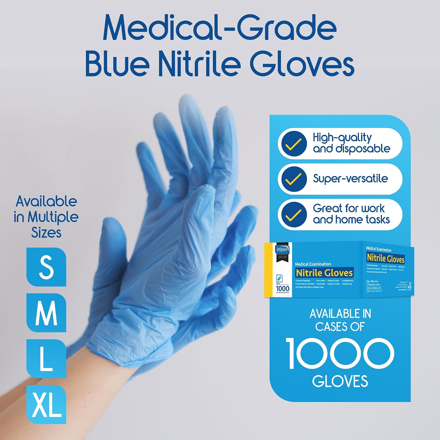 Nitrile Exam Gloves | The Original Quality Stretch Nitrile Light Blue | 4.5 Gloves Disposable Latex Free Medical EMT