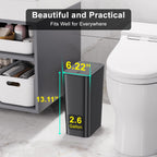 NETDOT 3 Pack 10 L/2.6 Gal Bathroom & Kitchen Trash Can with Press Type Lid, Black Slim Garbage Cans for Bathroom