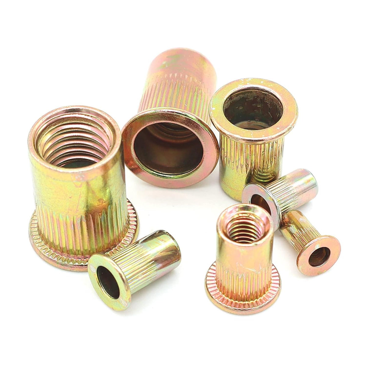 #10-32 Rivet Nuts Zinc Plated Carbon Steel Threaded Insert Nut Nutsert Rivnuts, 100Pcs