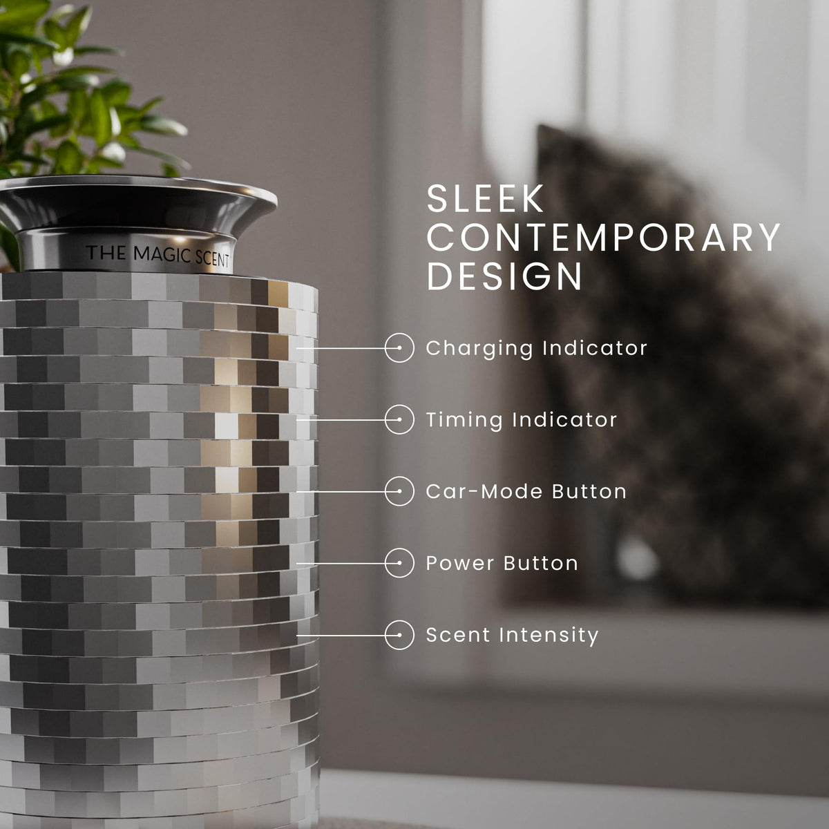 Mini Car Diffuser - Waterless Scent Machine for Home & On-The-Go - Intensity & Timer Control - Portable Diffuser