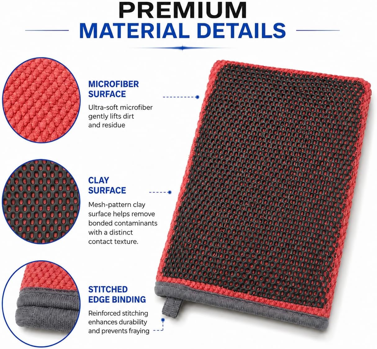 2 Pack Clay Bar Mitt for Car Detailing, Medium Grade Auto Magic Clay Towel, Scratch-Free and Paint Safe, for Cleaning