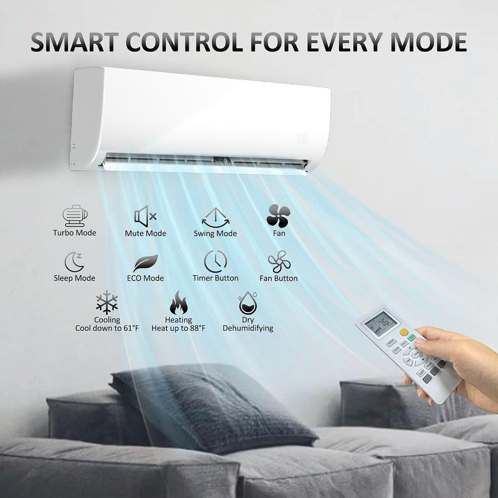 12000 BTU Wifi Enabled Mini Split Air Conditioner, Works with Alexa, 19 SEER2 115V Split AC Unit and Heat Cool Up to
