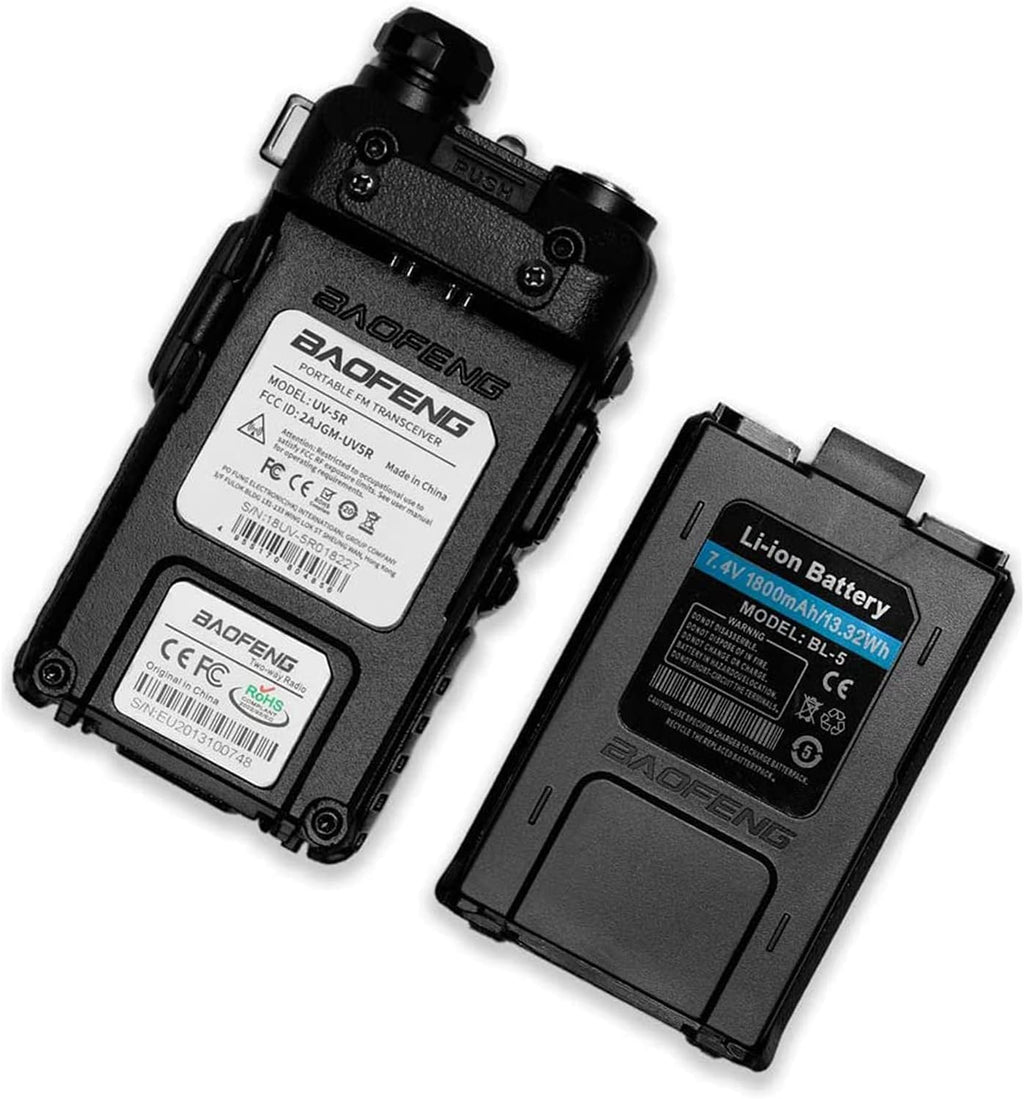 UV-5R Ham Radio Handheld, Dual Band Two Way Radio (Black) | 144-148MHz 420-450Mhz Walkie Talkie, 1800mAh Li-ion