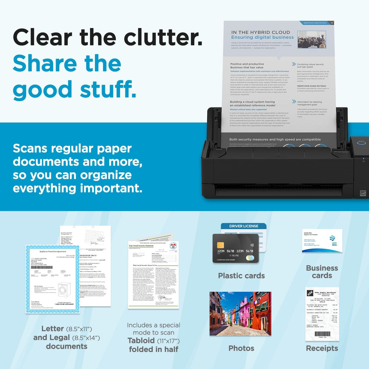 iX1300 Wireless or USB Double-Sided Color Document Scanner, Black | Compact | Photos & Receipts | Auto Document