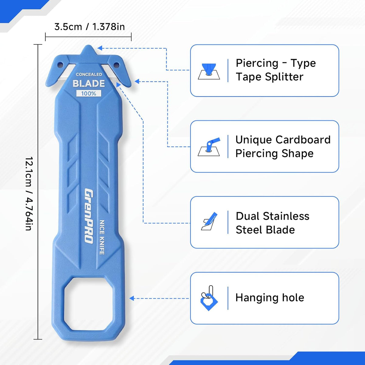 6-Pack Safety Box Cutter & Letter Opener, Box Package Opener Knife