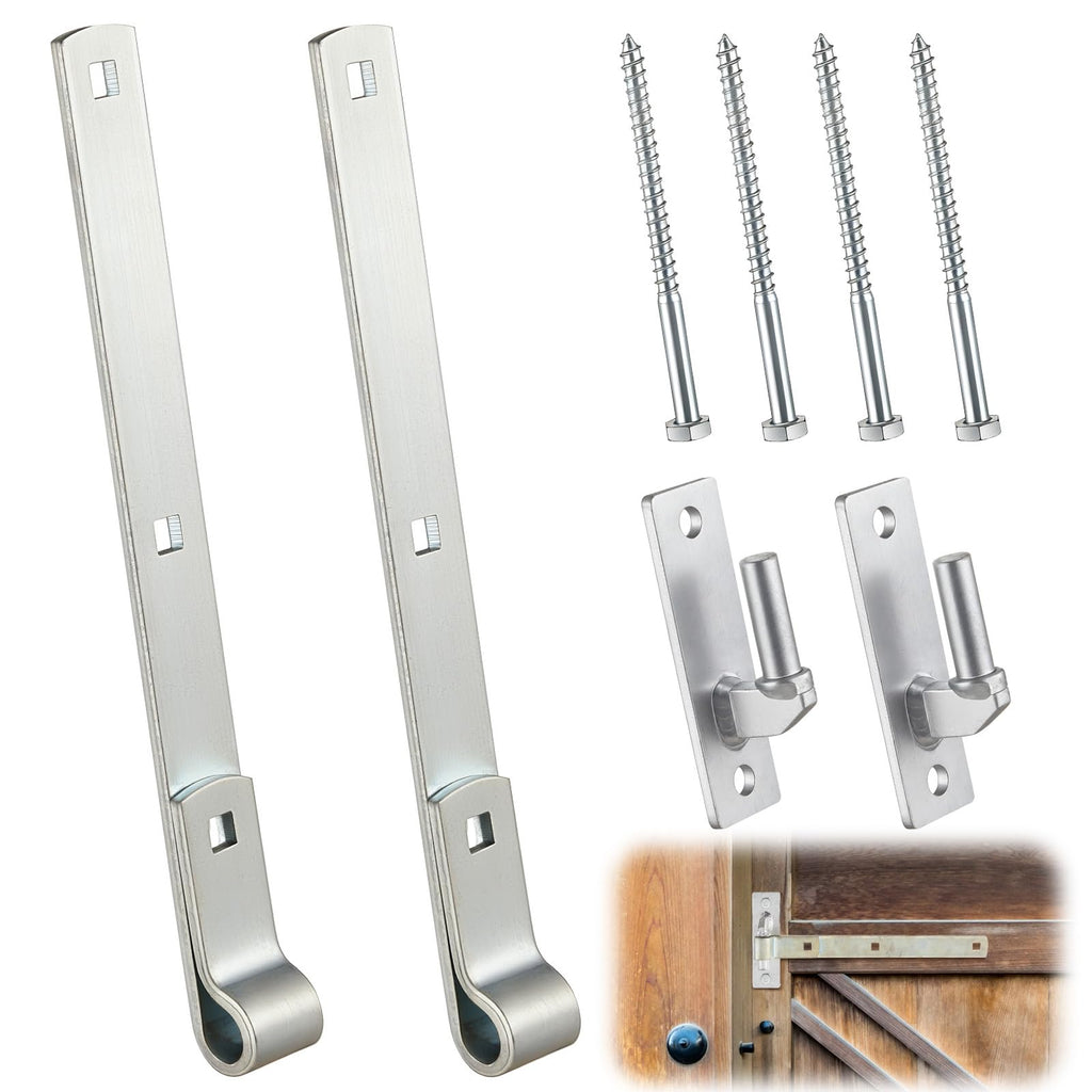 4 Pack 12” Strap Hinge Kit Heavy Duty Wall Mount Gate Hinge, Sliver