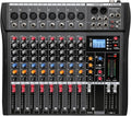 8 Channel Professional Audio Mixer Console Sound Board with 48V Phantom Power,USB Audio Interface for Live