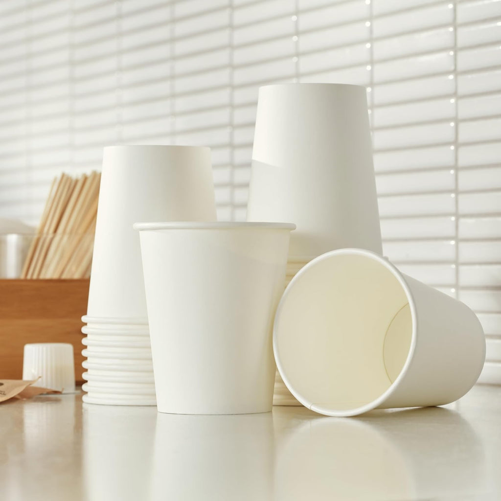 Disposable Paper Cups for Hot and Cold Beverages, 12 ounces, White, 1000 Count