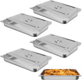 Hotel Pan, Full Size Steam Table Pan 2.5" Deep Stainless Steel With Lid 20.8" L x 13" W Anti-Jam Buffet Commercial (4