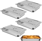 Hotel Pan, Full Size Steam Table Pan 2.5" Deep Stainless Steel With Lid 20.8" L x 13" W Anti-Jam Buffet Commercial (4