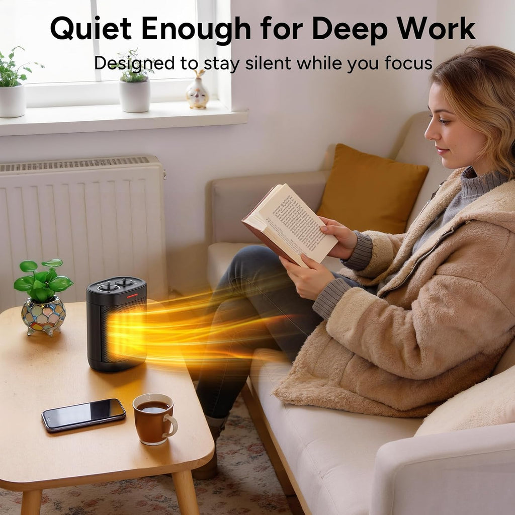 Ceramic Personal Space Heater for Office Desk & RV, 1000W/700W Low Wattage Electric Heater Under Desk, Circuit