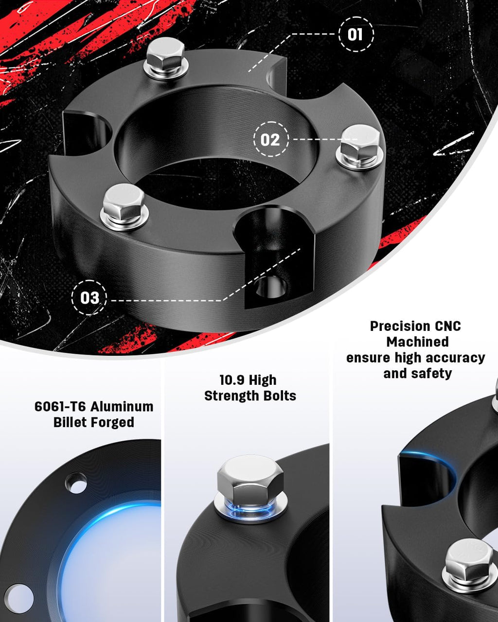 Richeer 3" Front and 2" Rear Leveling Kits for 2005-2023 Tacoma 2WD/4WD