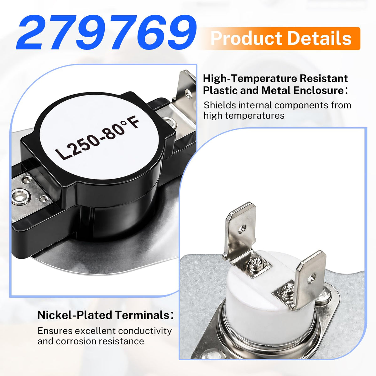 279769 Dryer Thermal Cut-Off Kit for Whirlpool Kenmore Maytag KitchenAid