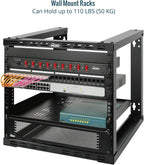 Tecmojo 12U Wall Mount Rack, Wall Mount Network Rack 15.8in Depth, Open Frame Server Rack for 19in IT/AV/Data/Home Equipment, Black