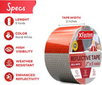 Reflective Tape, Red and White, 2 Inches by 5 Yards - High Intensity - DOT-C2 Safety Tape Waterproof Conspicuity