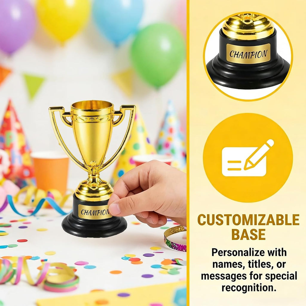 Mini Trophy Cups - Small Gold Trophies for Kids - Party Award Trophies for Sports Tournaments, Competitions and Parties