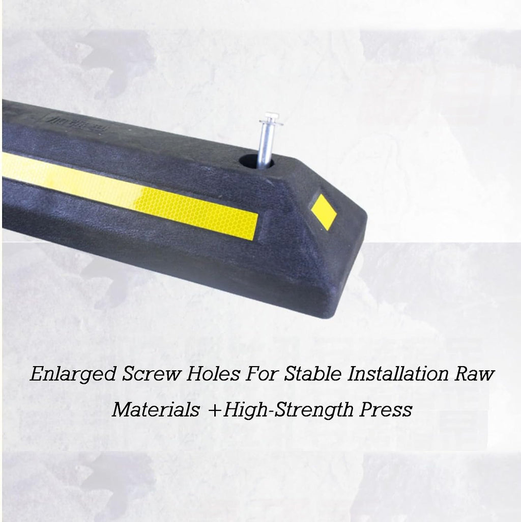 Heavy Duty Rubber Parking Curb,Garage Car Wheel Stopper with Yellow & Black Reflective Strips,Durable Speed