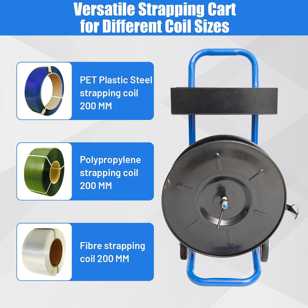 8" Core Size, Banding Strapping Cart Dispenser for Poly, Fiber Strapping