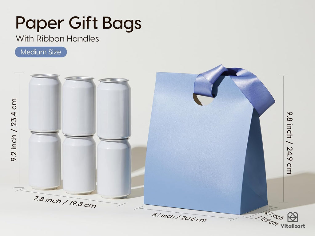 Paper Gift Bags With Ribbon Handles Medium Assorted Bulk Pack