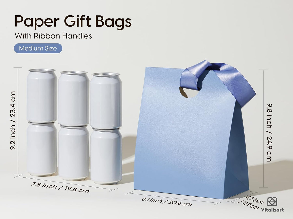 Paper Gift Bags With Ribbon Handles Medium Assorted Bulk Pack