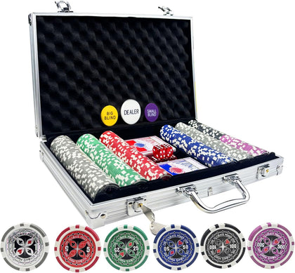 Poker Chips with Numbers,11 Gram Poker Chips Set,300Pcs | With Aluminum Travel Case, Casino Poker Set for Texas