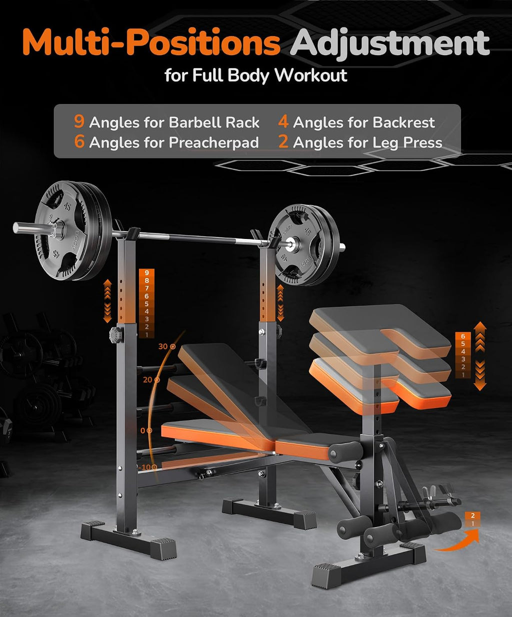 Multi-Function All in 1 Weight Bench Set - Multi-Positions Heavy Duty Weight Lifting Sit Up Bench Workout Benchs