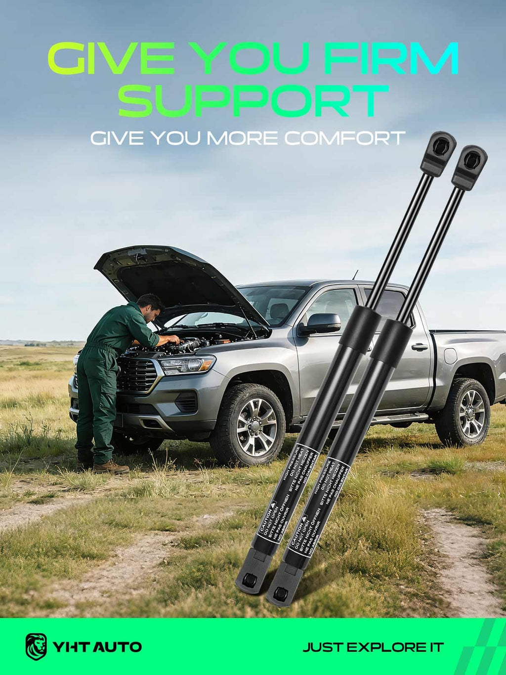 YHTAUTO Front Hood Gas Struts Lift Supports for Ford, Lincoln