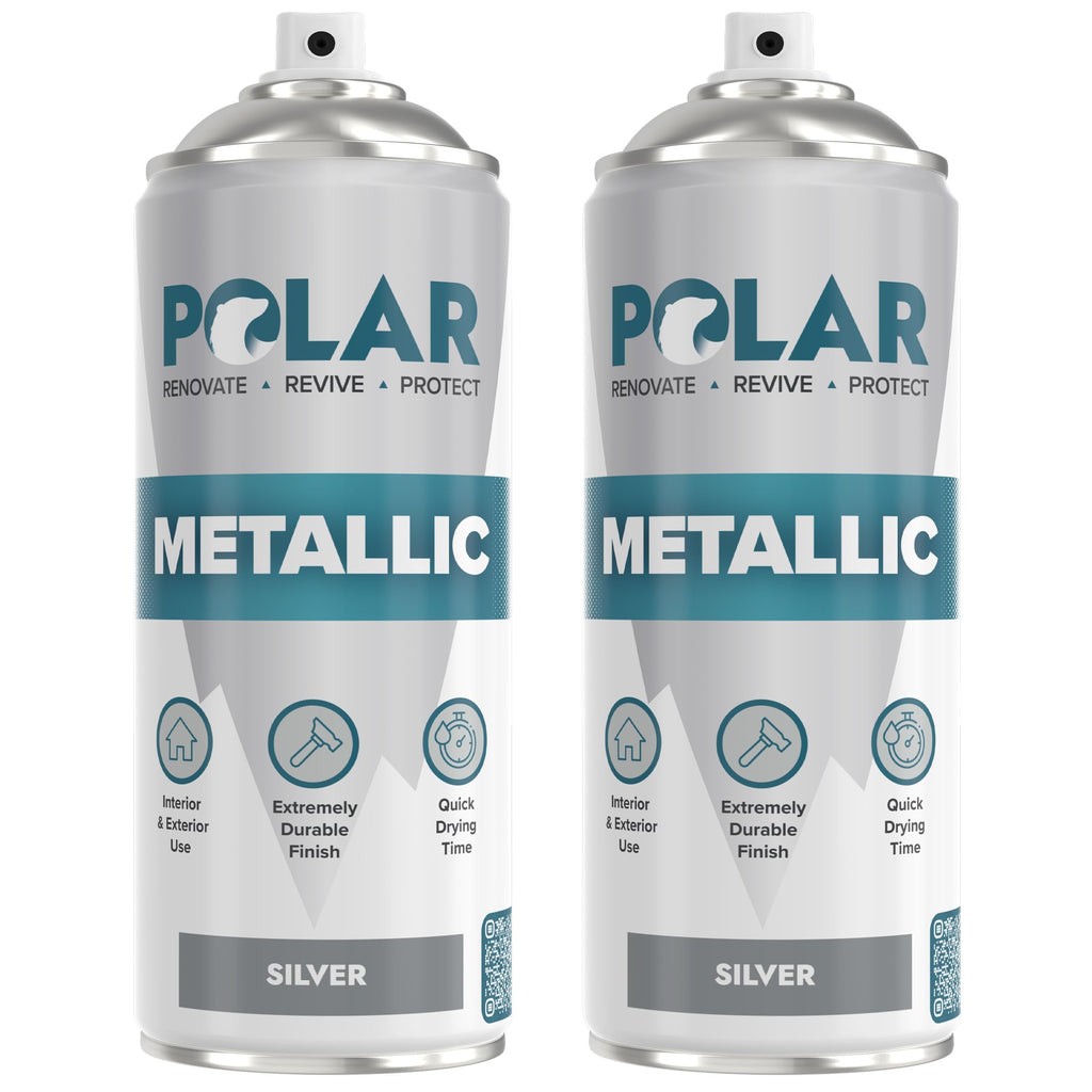 Polar Metallic Multi-Surface Spray Paint - Silver - 400ml (Pack of 2)