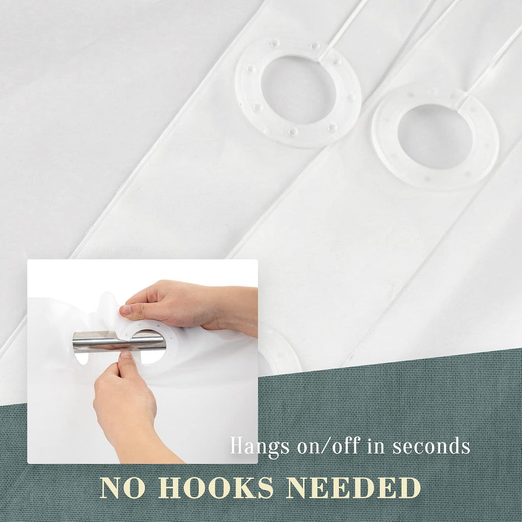 No Hook PEVA Shower Curtain or Liner, Standard Size 71 x 74, Frost | 8G Heavy Duty, Frosted Bathroom Shower Curtain